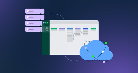 Illustration of Leapwork's flexible deployment options on Leapwork Cloud or on-prem