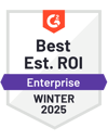 G2 award badge for best est. ROI in 2025
